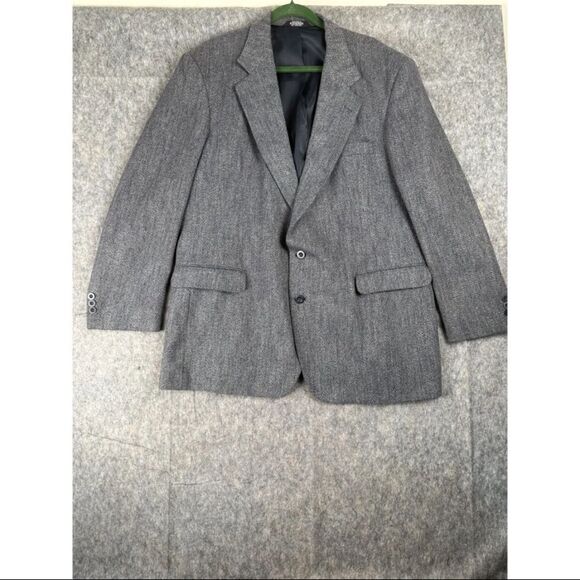 Haggar Blazer Men's 46L Gray Polyester Single Breasted Notch Lapel Formal Jacket - Picture 1 of 12